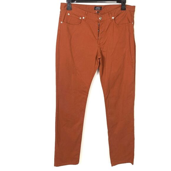 A.P.C. 33 X 34 Petit Standard Droit Etroit Pants Orange Slim Jeans Straight NEW - Picture 1 of 8